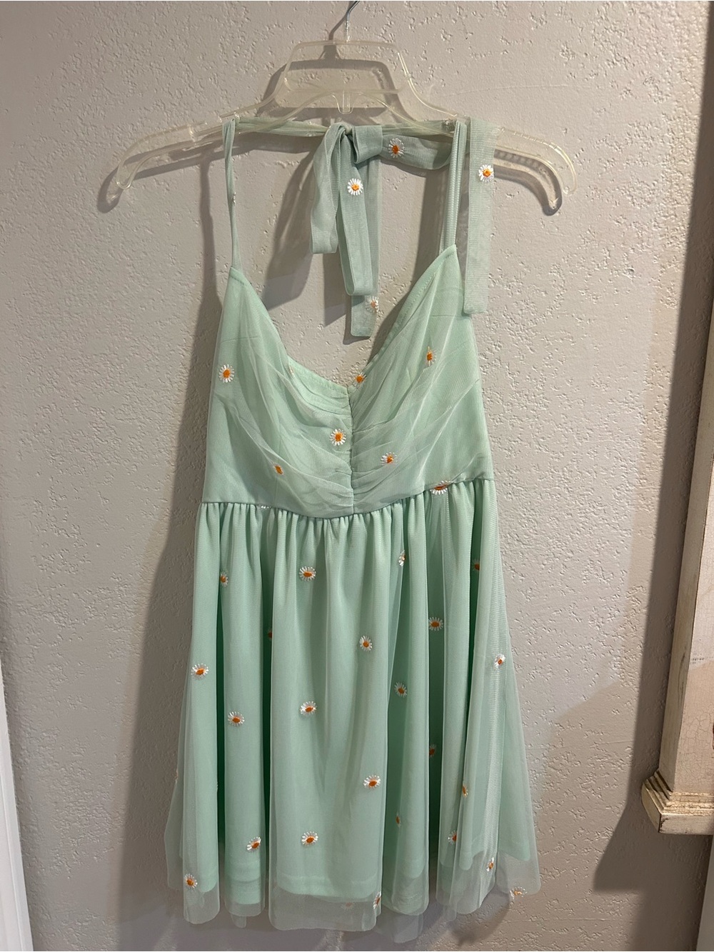 Mint Green Daisy Halter Sundress
